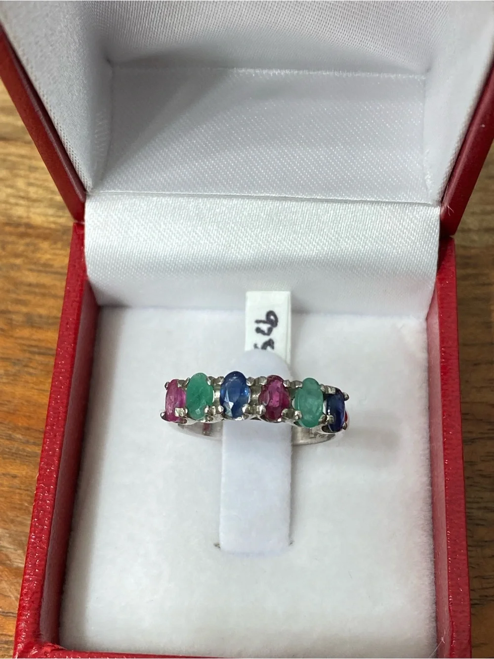 925 Sterling Silver Natural Ruby Emerald And Sapphire Ring